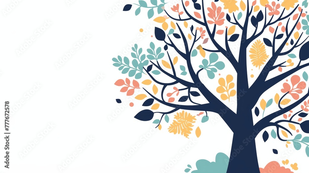 Fototapeta premium Minimalist Illustration of Varnish Tree Foliage Generative AI