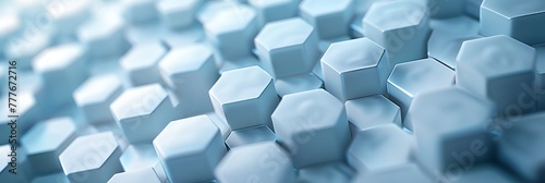 Close up of a blue and white cube pattern. The cubes are arranged in a way that creates a sense of depth and texture. The image conveys a feeling of modernity and sophistication.