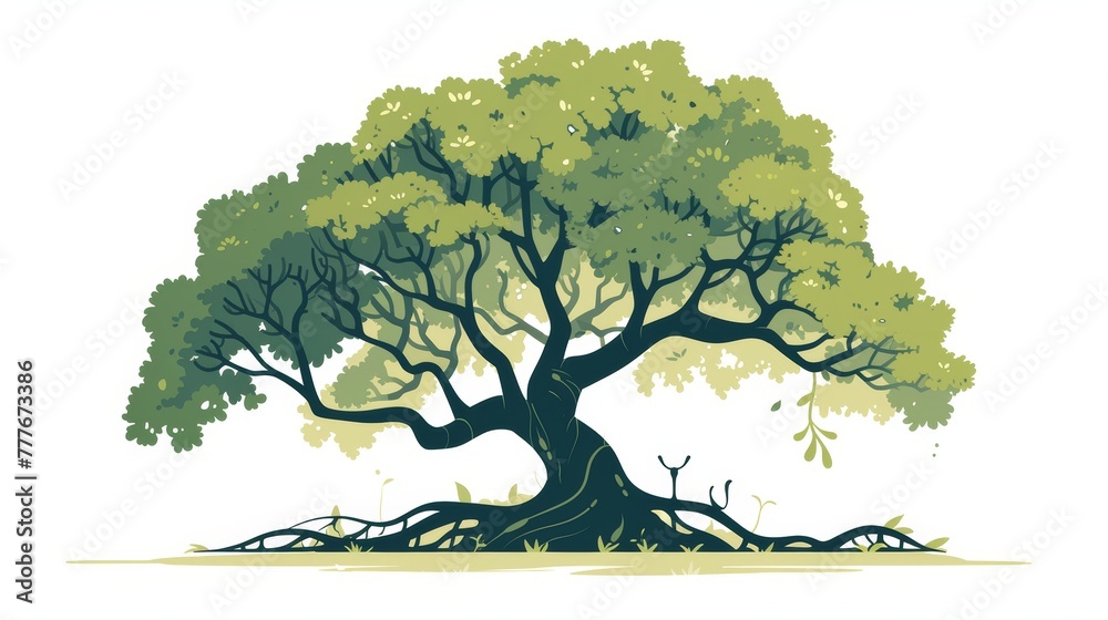 Serene Kapok Tree Illustration Generative AI Serene Kapok Tree Illustration Generative AI