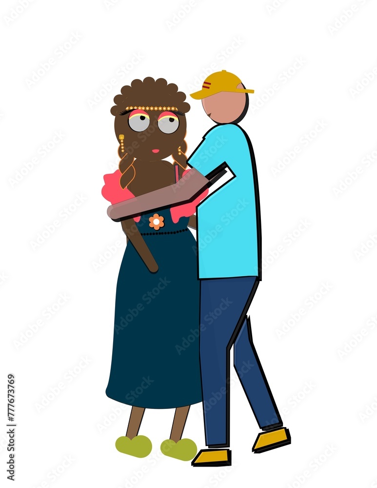 A man and a woman are hugging
