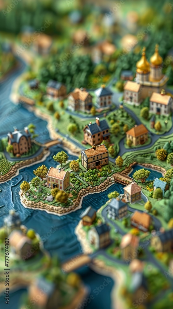 Obraz premium Vibrant Cartoon Globe with Whimsical City Streets Generative AI