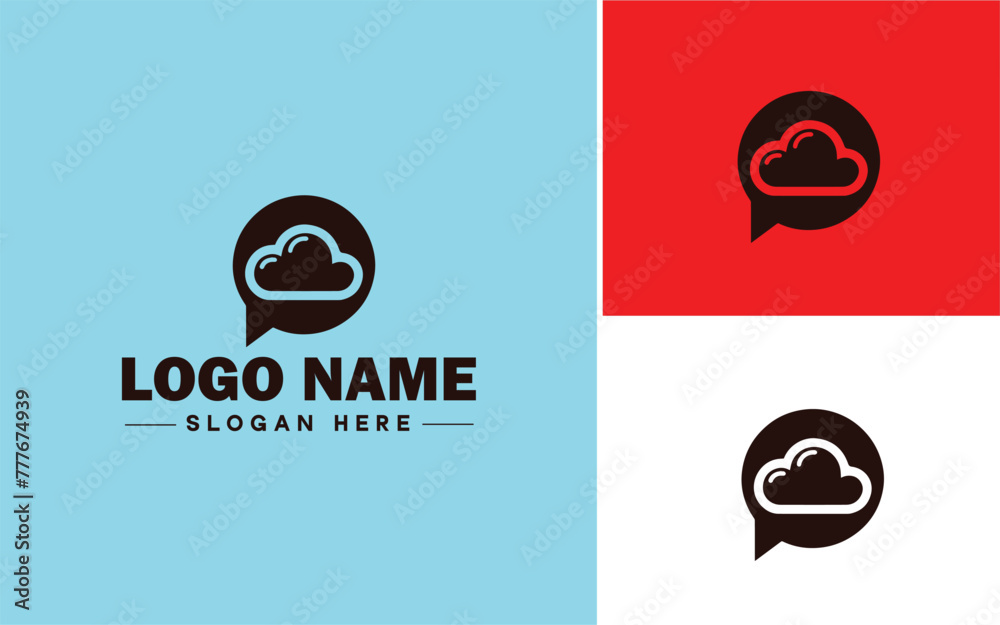 Obraz premium speech bubble chat app talk discussion split conversation dialogue Business Consulting logo icon vector for business app silhouette logo template
