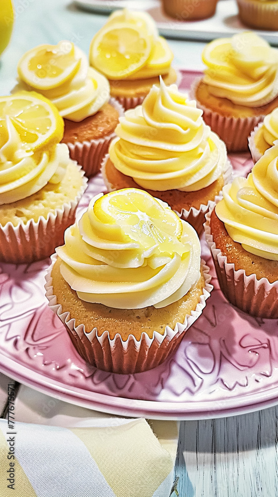 Homemade lemon cupcakes with buttercream frosting, baking recipe Homemade lemon cupcakes with buttercream frosting, baking recipe