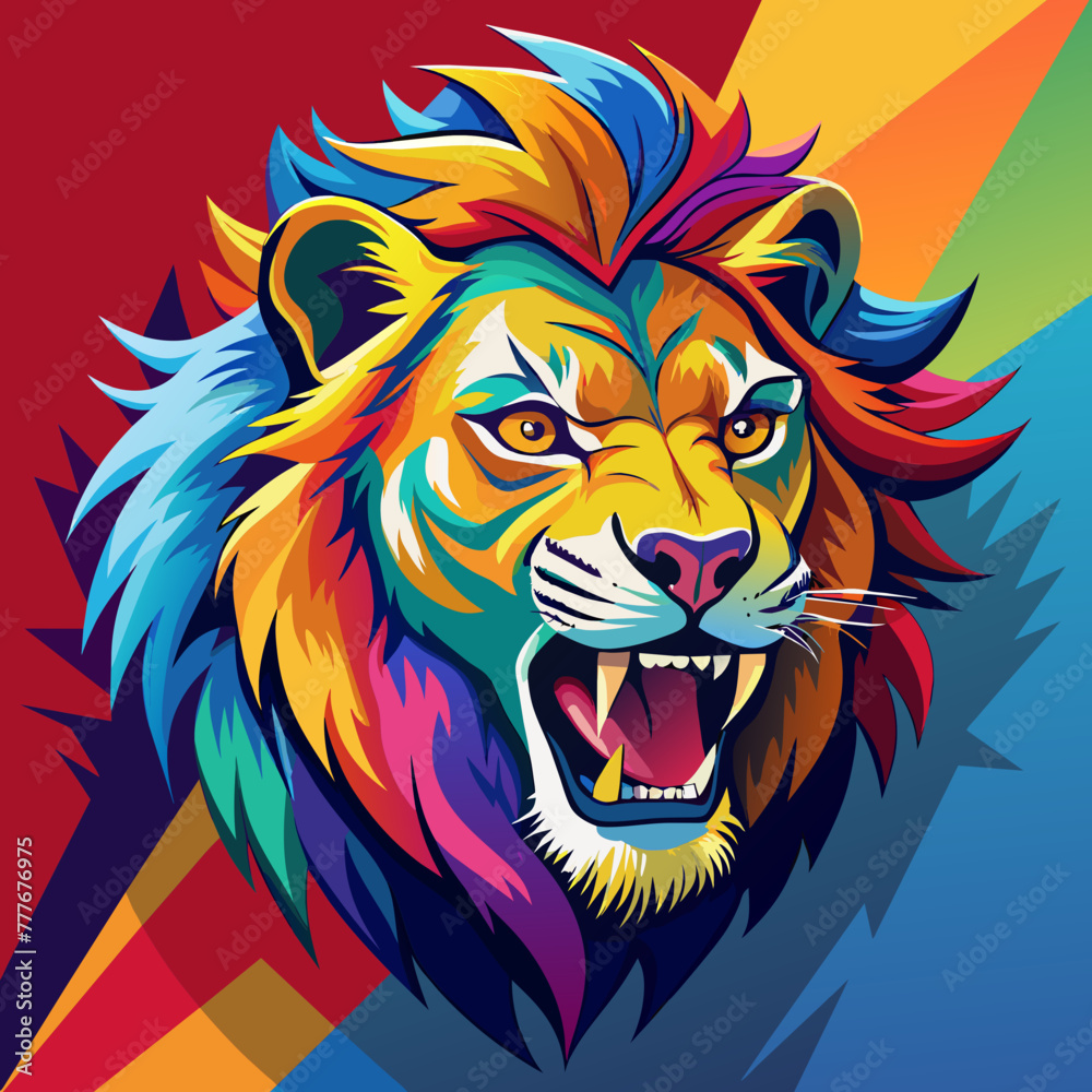 Obraz premium tiger, lion, vector, head, animal, tattoo, face, 