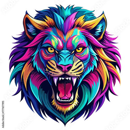 Fototapeta Naklejka Na Ścianę i Meble -  tiger, lion, vector, head, animal, tattoo, face, 