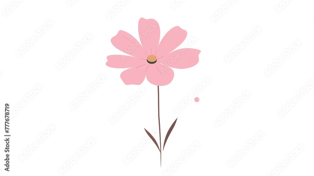 Minimalist Aster Illustration: Simplistic Aesthetic on Plain Background Generative AI