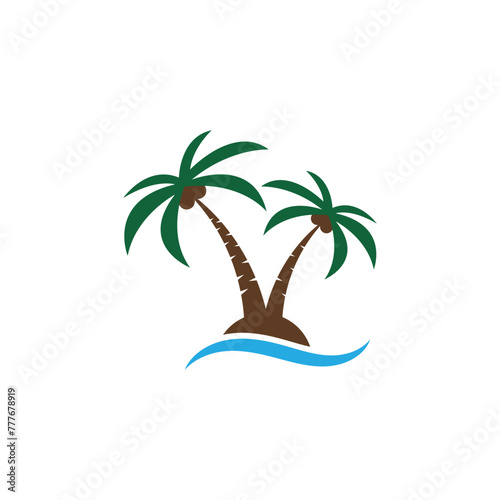 Palm or coconut tree summer logo template vector illustration