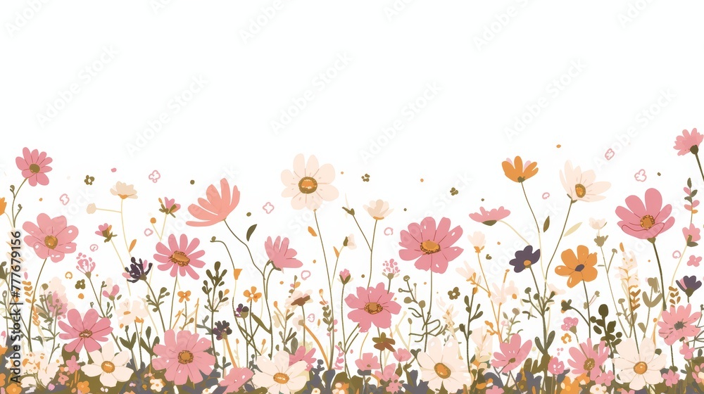 Affirmation Card of a Cosmos Flower Field in Minimal Aesthetic Illustration Generative AI Affirmation Card of a Cosmos Flower Field in Minimal Aesthetic Illustration Generative AI