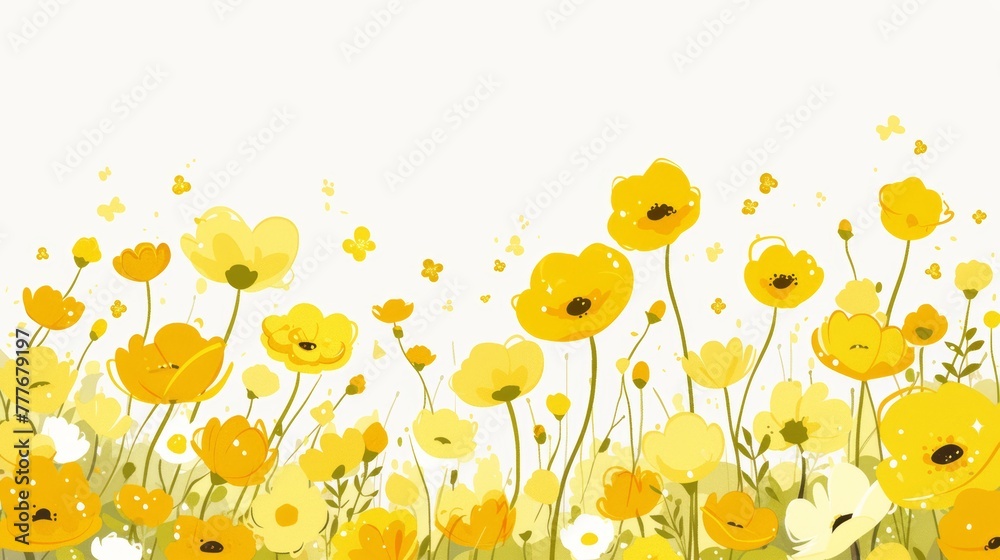 Affirmation Card with Field of Buttercups Illustration Generative AI