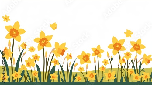 Daffodil Field Aesthetic Illustration Generative AI