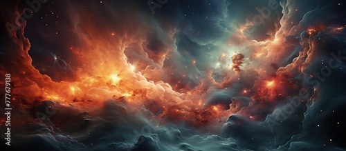 Fiery explosion in space. Abstract background
