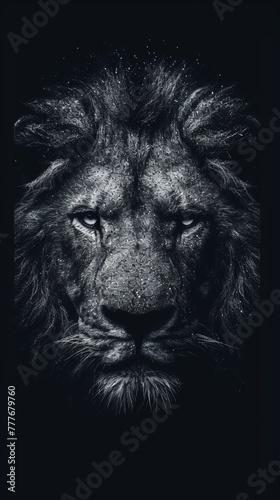 Grunge image of a lion on a dark background.