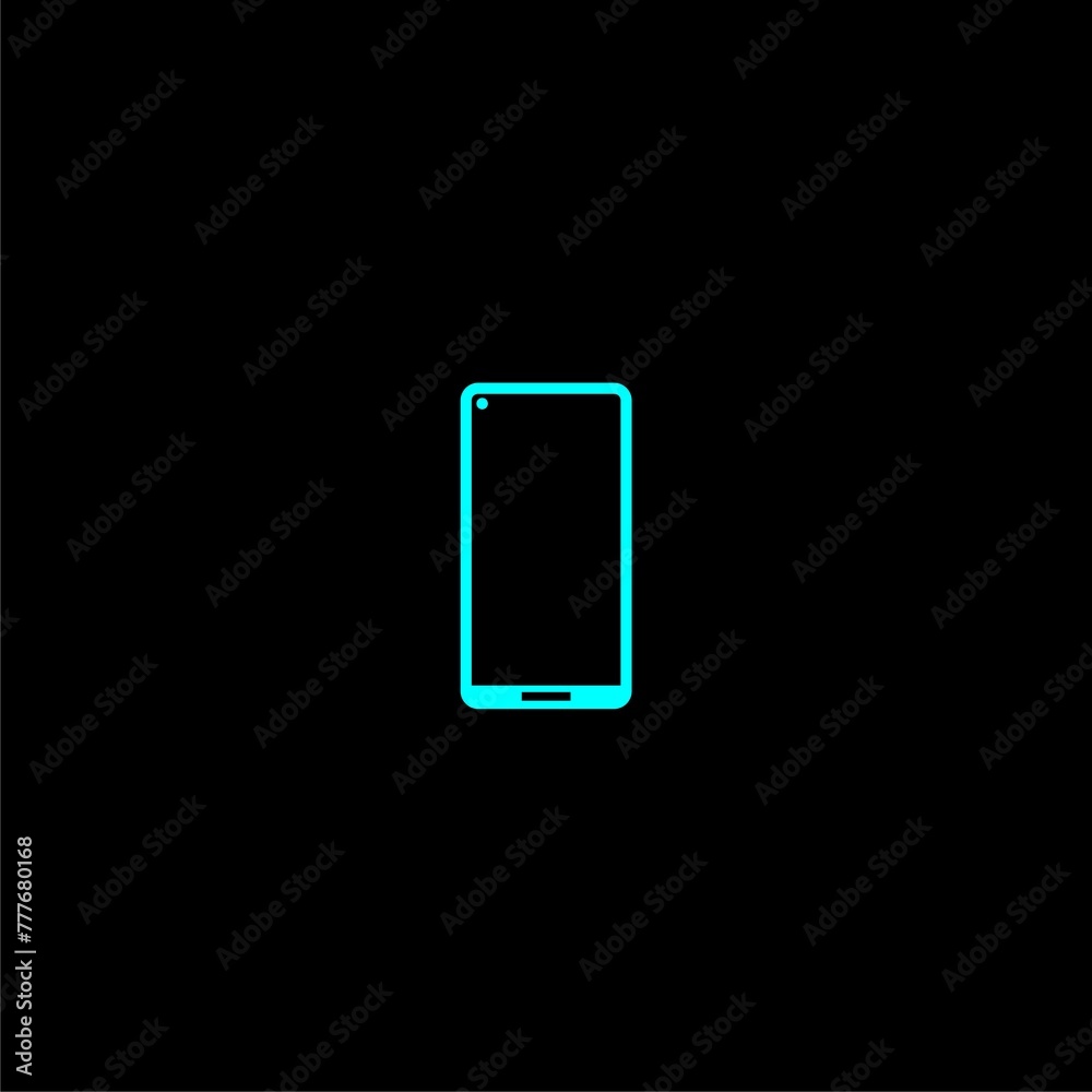 Mobile icon flat. Phone icon object isolated on black Mobile icon flat. Phone icon object isolated on black