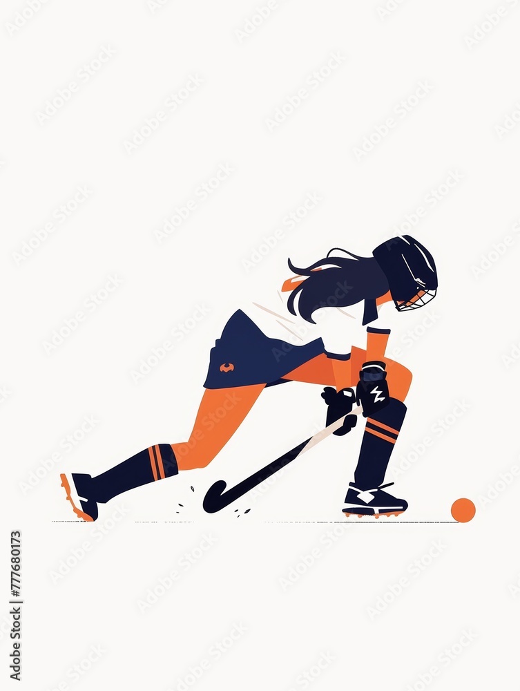 Fototapeta premium Aesthetic Illustration of a Woman Playing Field Hockey Generative AI