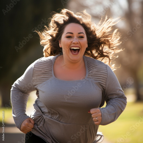 portrait of a woman running  photo