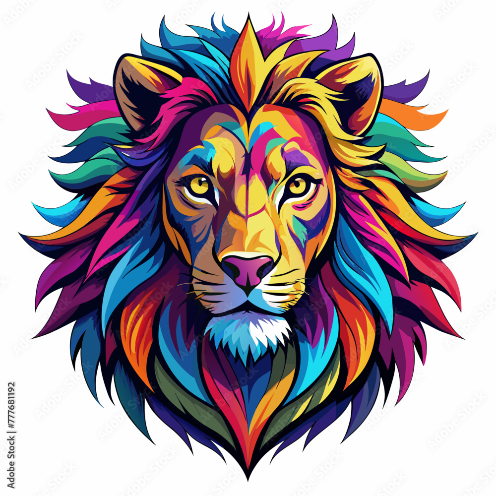 Fototapeta premium lion, head, tiger, animal, tattoo, vector, wild, cat,