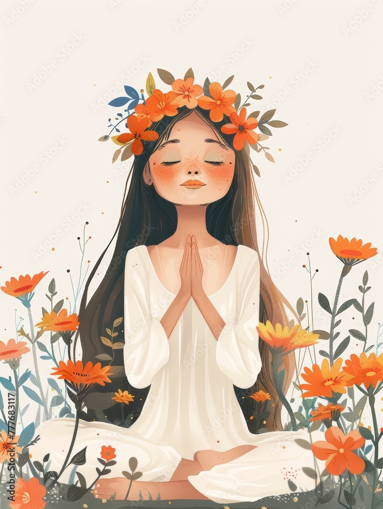 Affirmation Card with Floral Crown Illustration Generative AI Affirmation Card with Floral Crown Illustration Generative AI