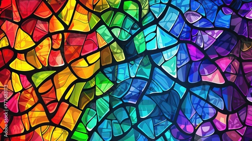 Stained Glass Symphony of Vibrant Abstract Background