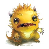 Cute cartoon monster. Clipart is a great choice for creating cards, invitations, party supplies and decorations. AI generated.