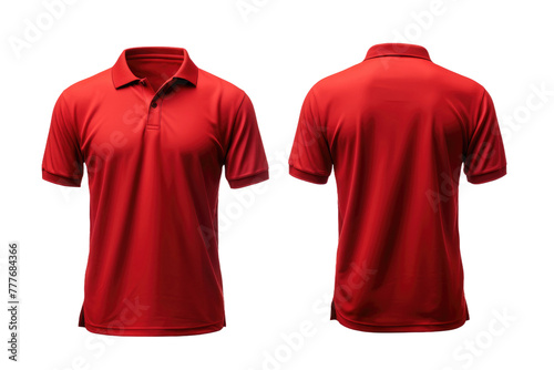 Crimson Elegance: Stylish Red Polo Shirt on Clean White Background. White or PNG Transparent Background.