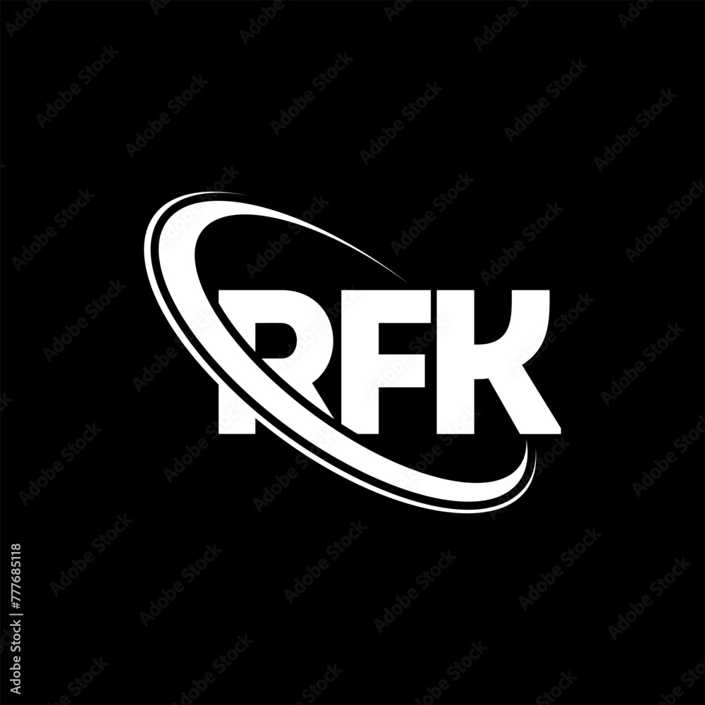 RFK logo. RFK letter. RFK letter logo design. Initials RFK logo linked with circle and uppercase monogram logo. RFK typography for technology, business and real estate brand.