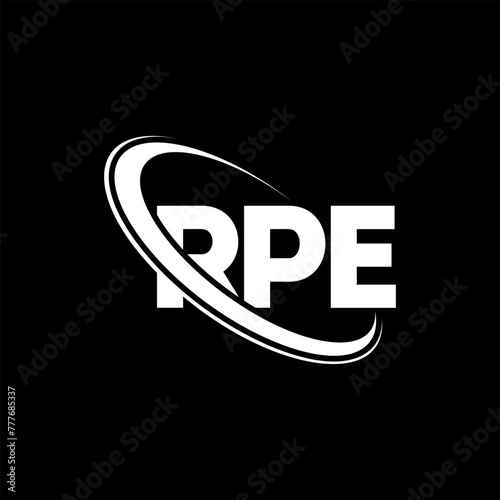 RPE logo. RPE letter. RPE letter logo design. Initials RPE logo linked with circle and uppercase monogram logo. RPE typography for technology, business and real estate brand.