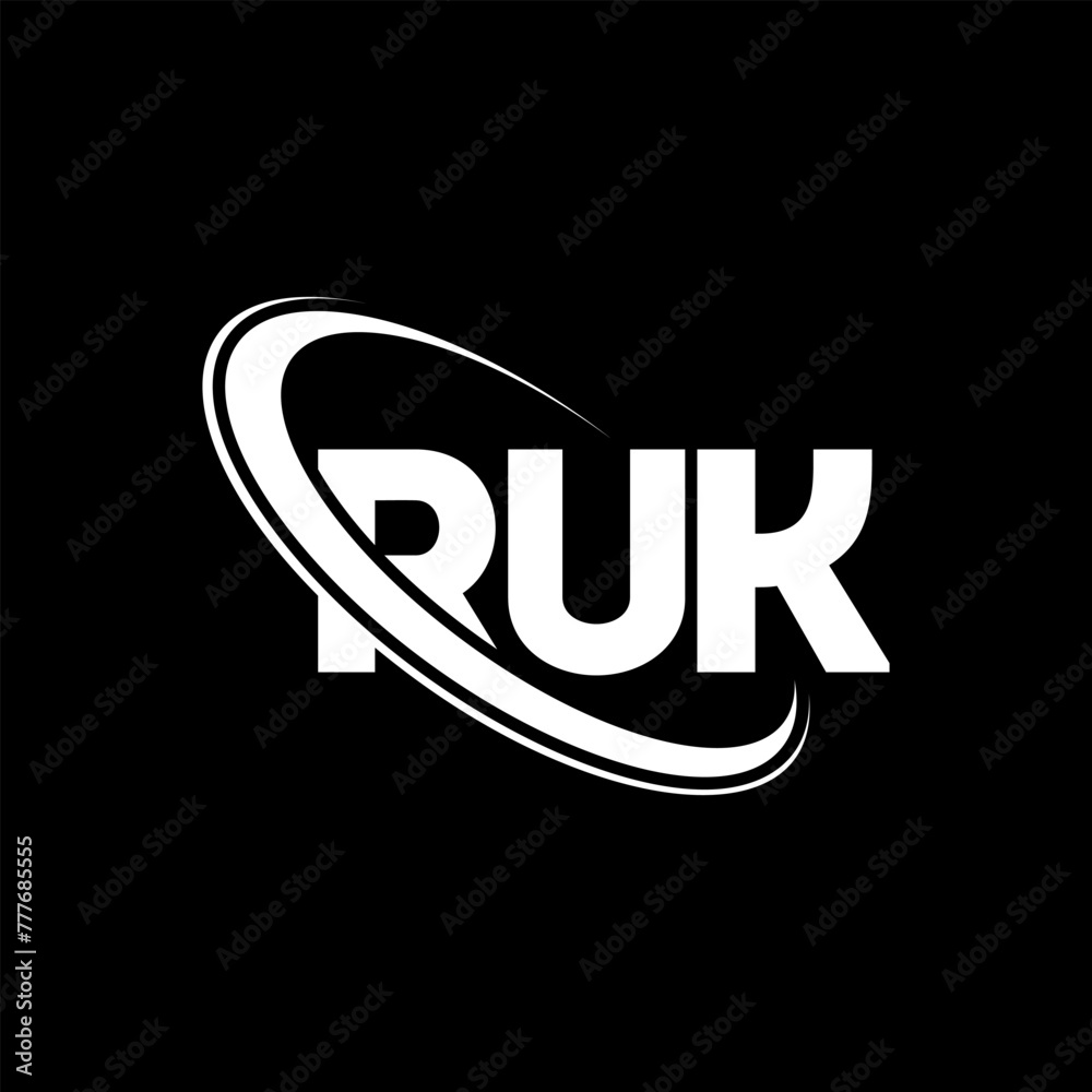 RUK logo. RUK letter. RUK letter logo design. Initials RUK logo linked with circle and uppercase monogram logo. RUK typography for technology, business and real estate brand.