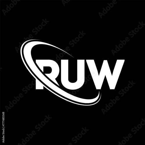 RUW logo. RUW letter. RUW letter logo design. Initials RUW logo linked with circle and uppercase monogram logo. RUW typography for technology, business and real estate brand. photo