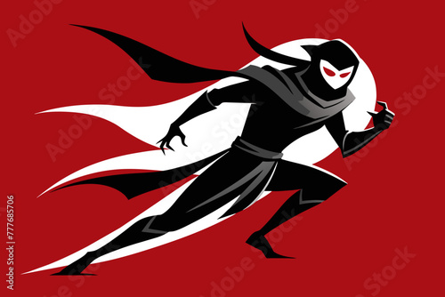 A ninja, shrouded in mystery and skill, moves with silent grace