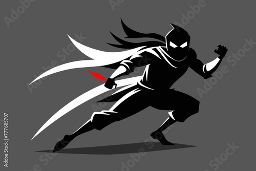 A ninja, shrouded in mystery and skill, moves with silent grace