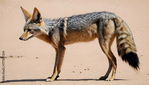 A-Jackal-With-Its-Tail-Curled-Around-Its-Body-In-C-