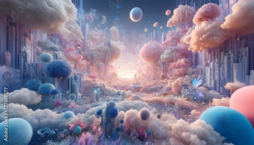 Virtual Reality World Filled With Lush Digital Landscapes And Surreal Environments
