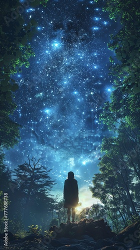 Worshipping the forest goddess under a starry sky