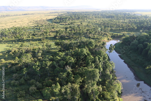 Aerial view of Mara river, Kenya