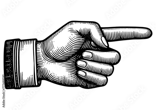 Hand pointer with index finger sketch PNG