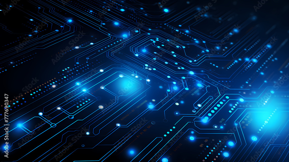 Abstract neon blue tech circuit board lines sci-fi banner design. futuristic computer chip background Abstract neon blue tech circuit board lines sci-fi banner design. futuristic computer chip background
