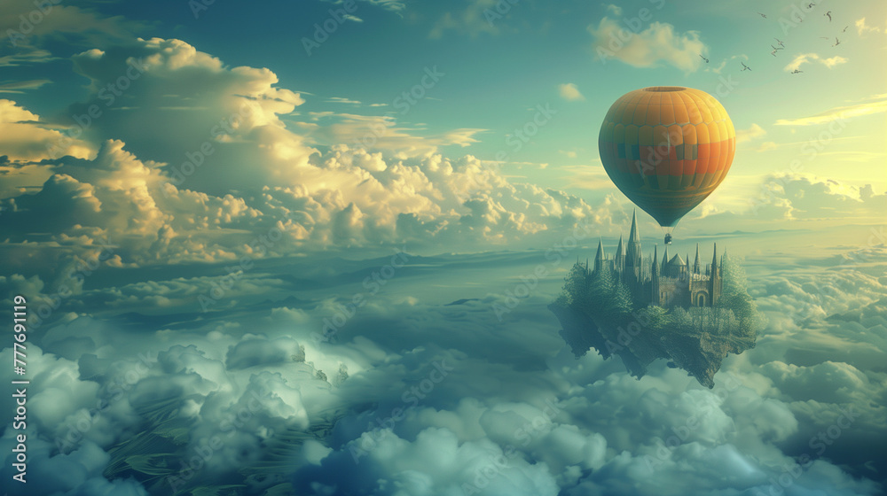 hot air balloon over region country