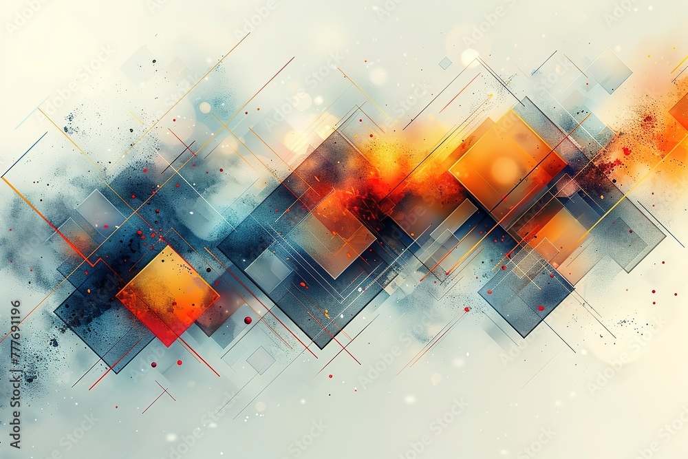 Naklejka premium A background with light blue and orange geometric shapes