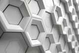 3d render of white hexagon pattern background, white color