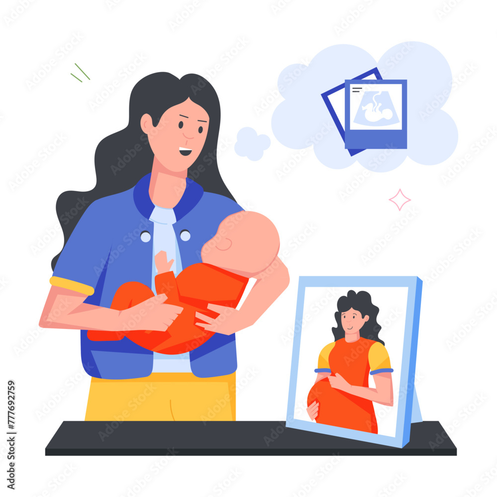 Pregnancy Activities Flat Icons 
