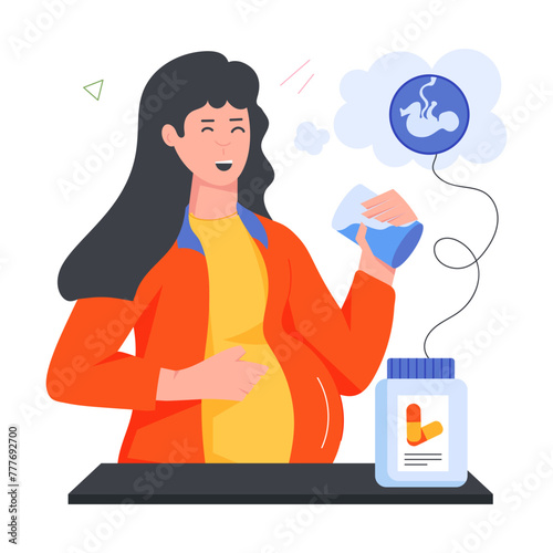 Pregnancy Routine Flat Icons 