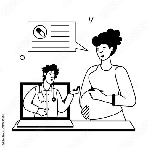 Pregnant Women Flat Icons