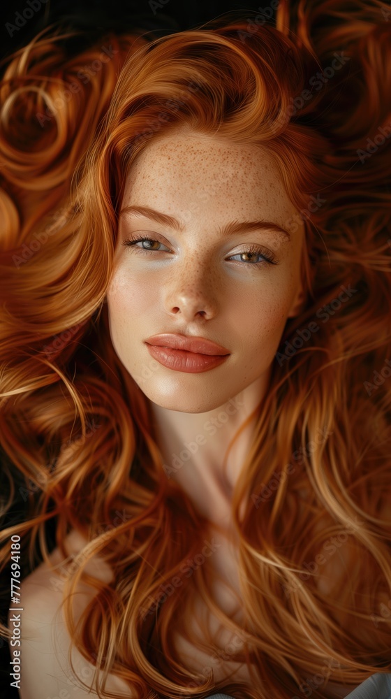 Fototapeta premium Vivid Copper Hair and Porcelain Skin: A Portrait of Elegance
