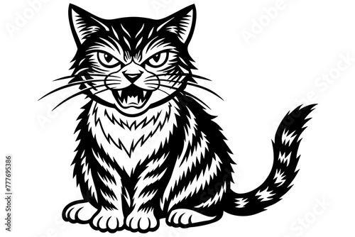 angry cat silhouette vector illustration © CreativeDesigns