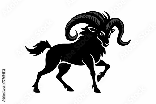 brutal prancing ram logo silhouette black vector illustrator