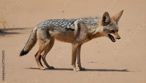 A-Jackal-With-Its-Fur-Bristling-In-Anger-