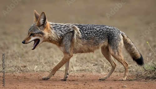 A-Jackal-With-Its-Fur-Bristling-In-Aggression- 2