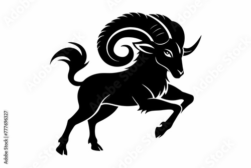 brutal prancing ram logo silhouette black vector illustrator