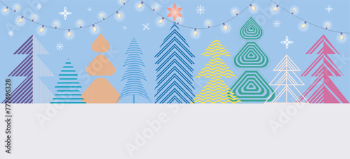 Merry Christmas and Happy New Year banner  greeting card  poster  template  Layout. Sample geometric typography invite Holidays  design 