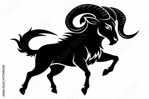 brutal prancing ram logo silhouette black vector illustrator